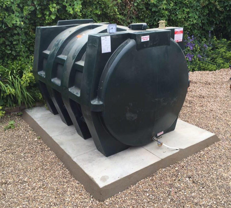 Bunded domestic oil tank installed on a concrete base